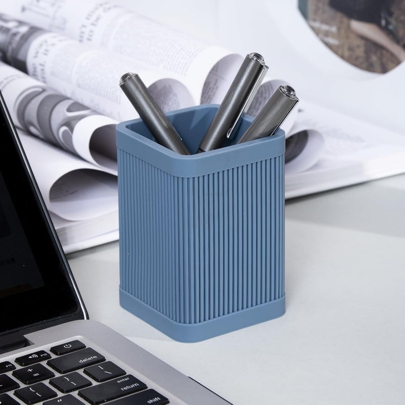 HighHerz Aesthetic Pen Holder For Desk, Modern Silicone Pencil Holder, Stylish Office Desk Decor, Made of 5 mm Thickened Premium Silicone, Office Desk Organizer And Accessories (Dark Blue) - Image 4